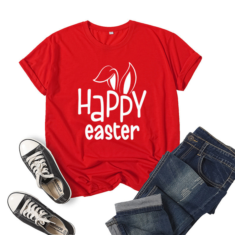 Women's Bunny Happy Easter Print Top