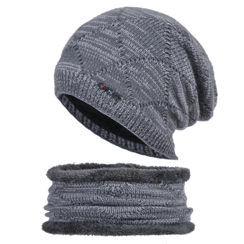 Biking Men's Two-piece Woolen Hat With Head And Ear Protection