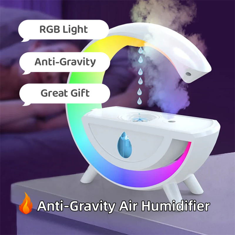 RGB Night Light Water Droplet Sprayer Anti-Gravity Air Humidifier 350ml Creative Home Office Mist Maker Diffuser valentine Gift