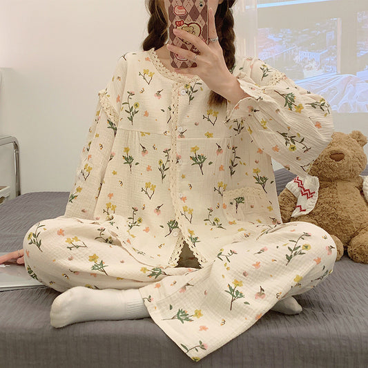 Pajama Sets Women Print Student Breathable Casual