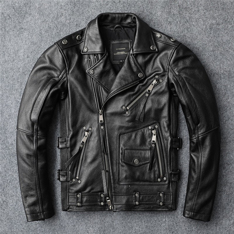 Slim Fit Soft First Layer Cowhide Biker's Leather Jacket