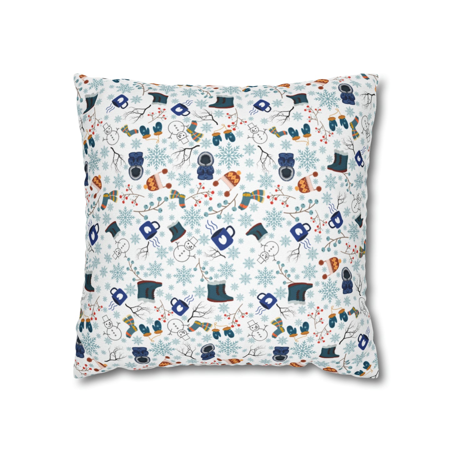 Winter Pattern Spun Polyester Square Pillow Case