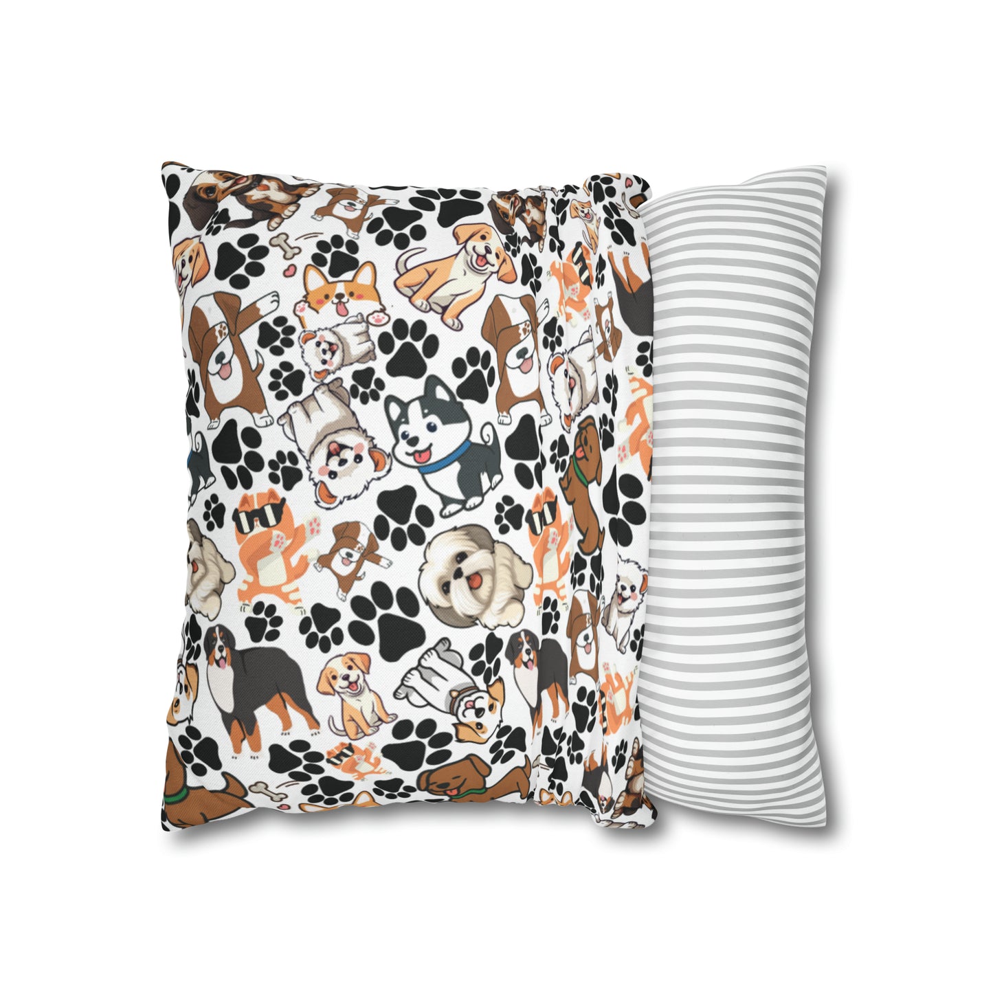 Dog Pattern Spun Polyester Square Pillow Case