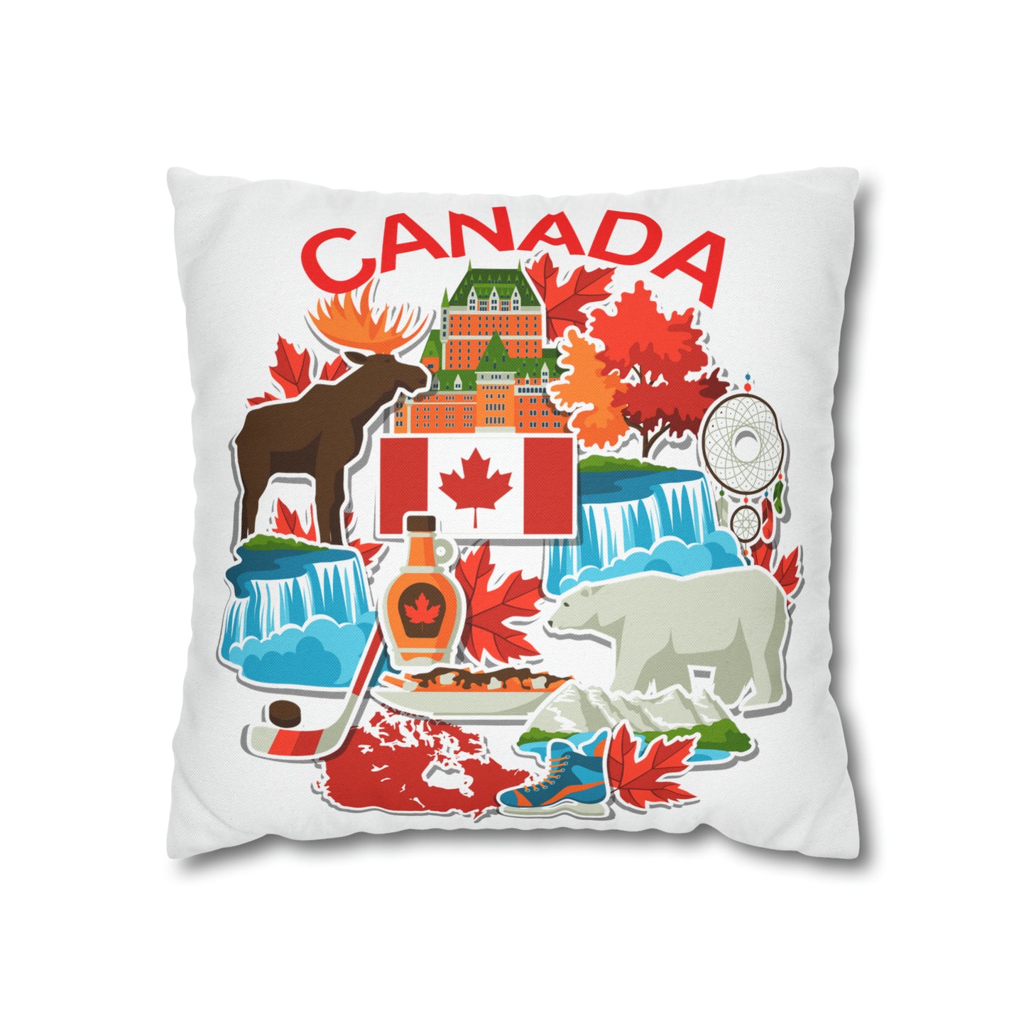 Canada Items Spun Polyester Square Pillow Case