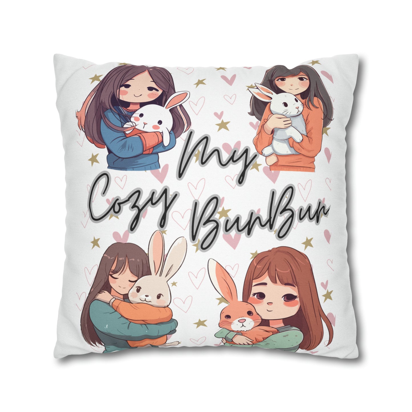 My Cozy BunBun Spun Polyester Square Pillow Case