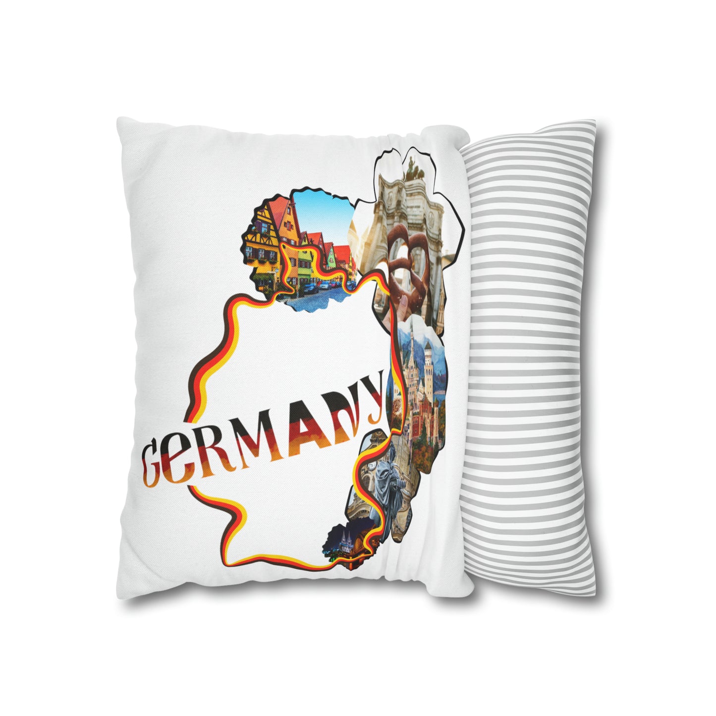 Germany Map Spun Polyester Square Pillow Case