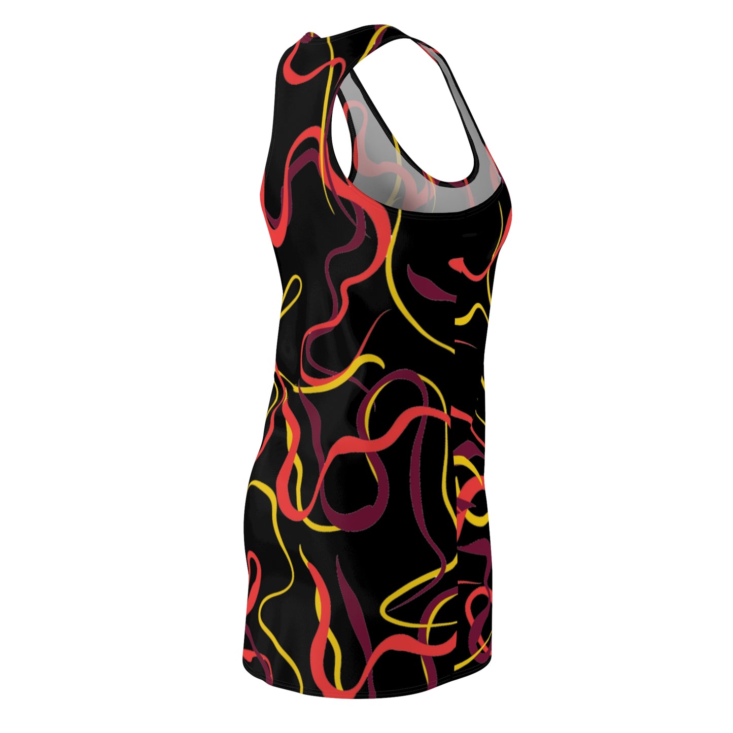 Abstract Line Pattern Women's Cut & Sew Racerback Dress