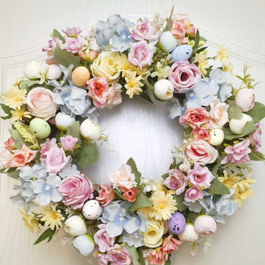 Easter Rose Tea Bag Hydrangea Wreath