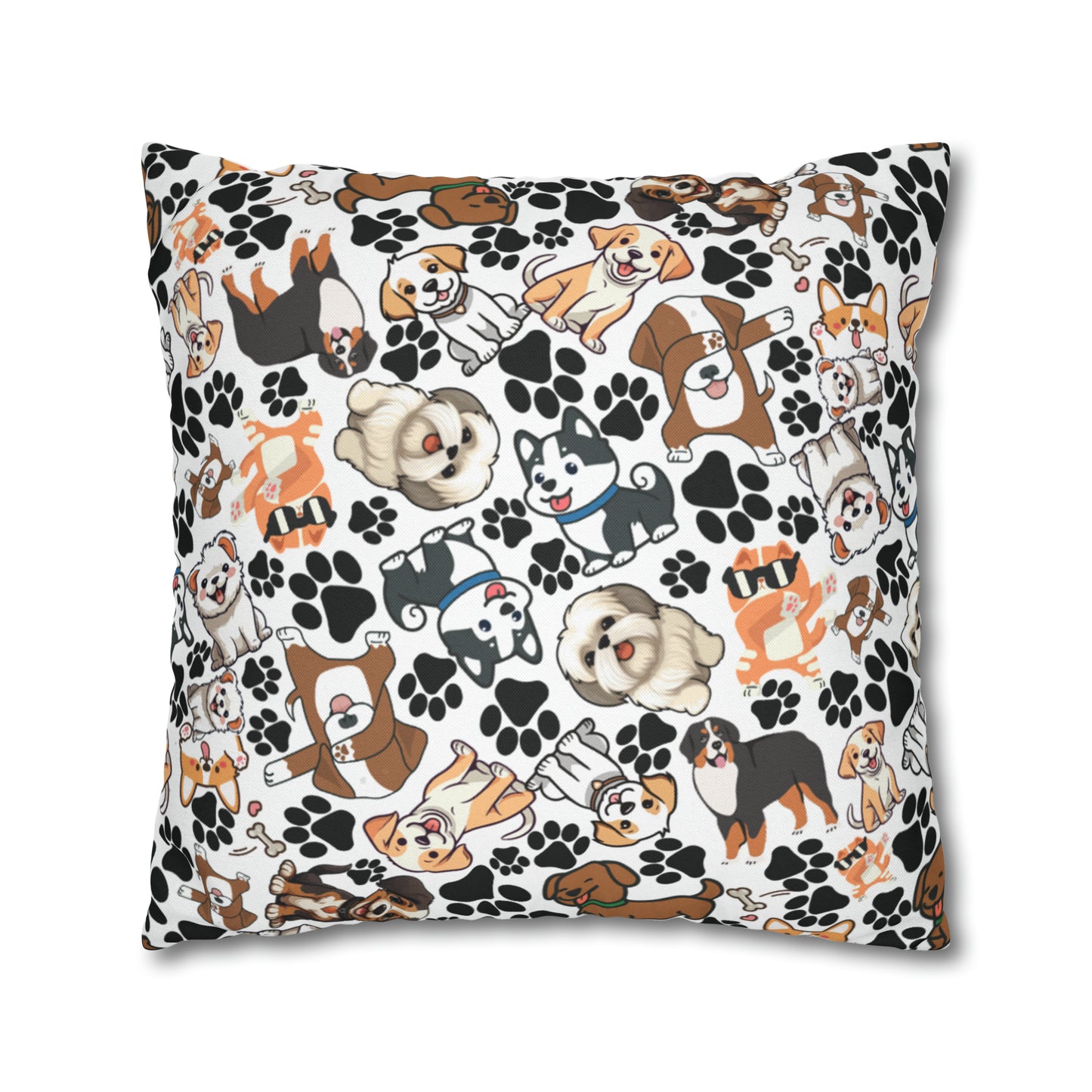 Dog Pattern Spun Polyester Square Pillow Case