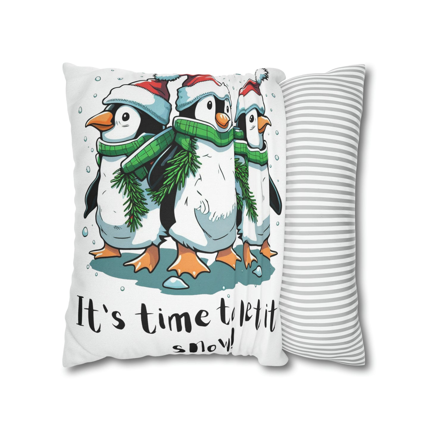 Let It Snow Spun Polyester Square Pillow Case