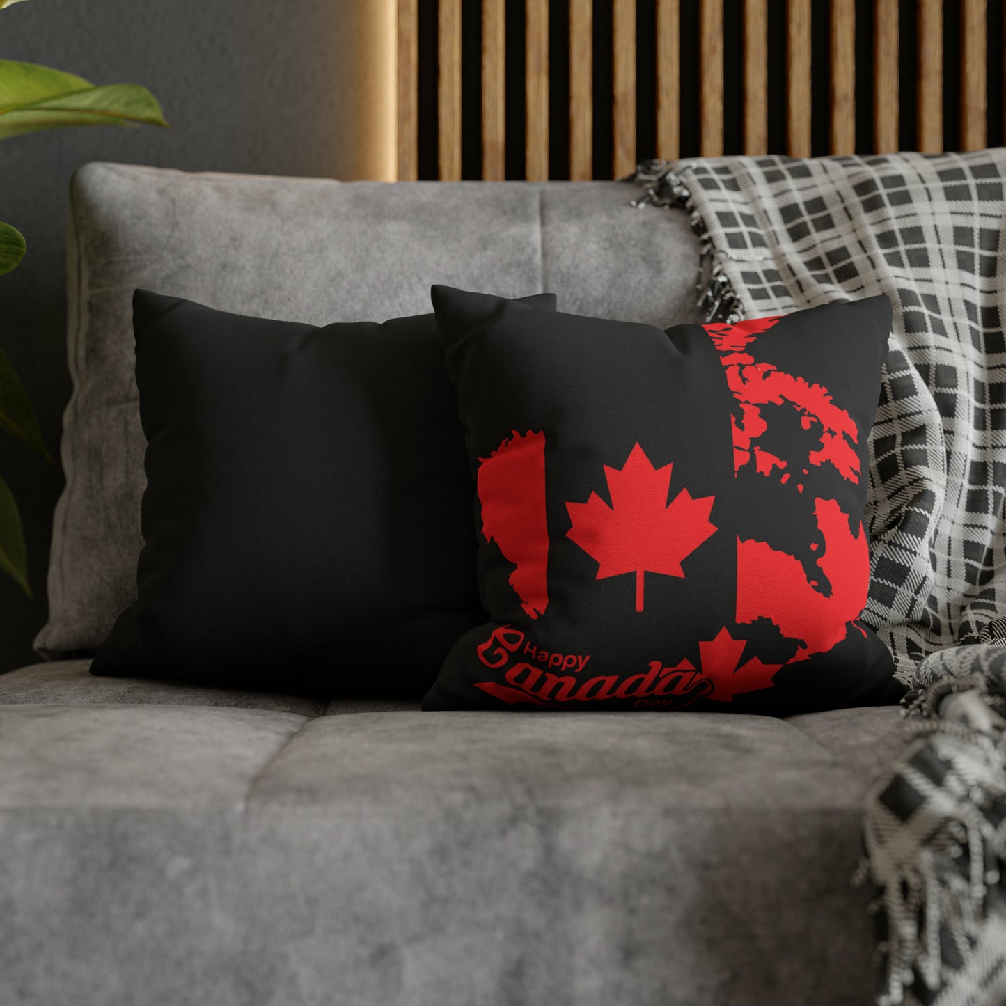 Happy Canada Day Spun Polyester Square Pillow Case