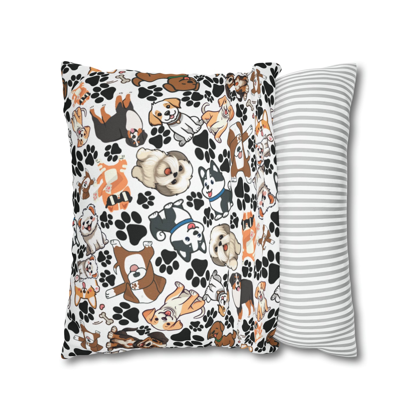 Dog Pattern Spun Polyester Square Pillow Case