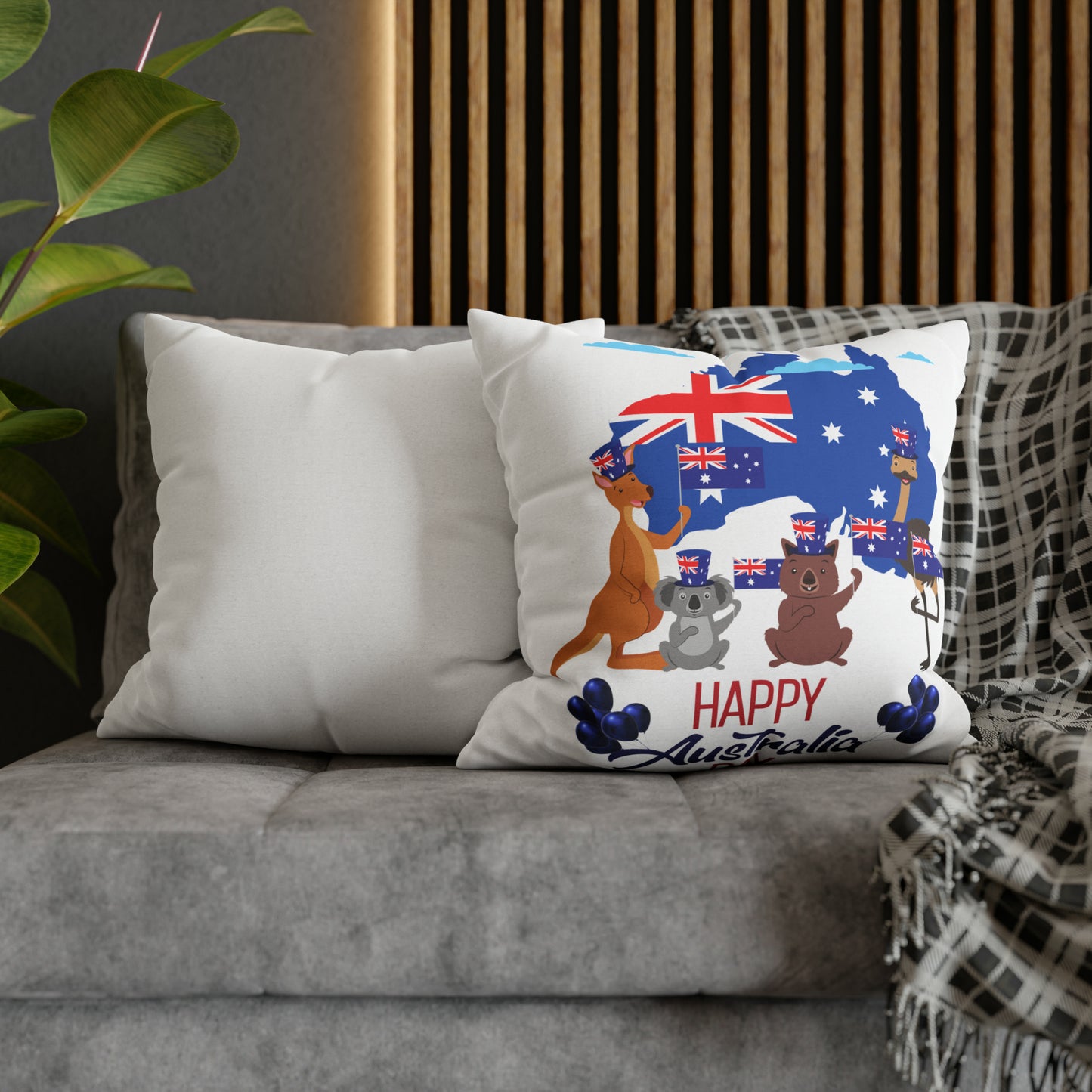 Australia Day Spun Polyester Square Pillow Case