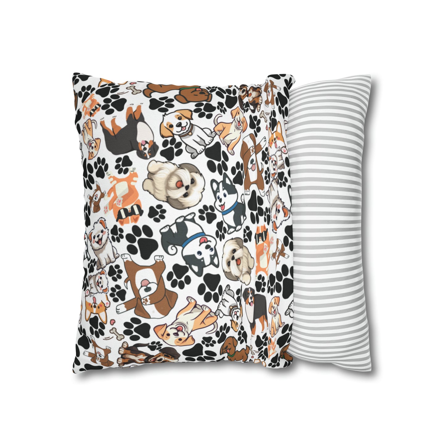 Dog Pattern Spun Polyester Square Pillow Case