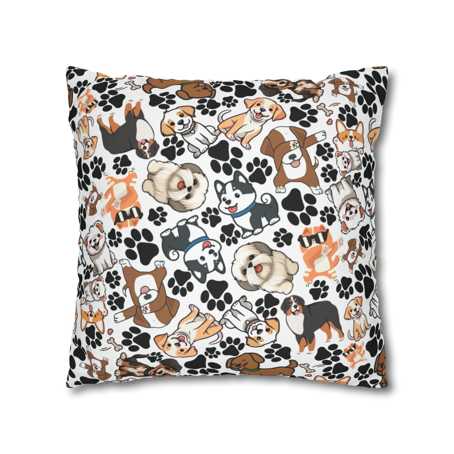 Dog Pattern Spun Polyester Square Pillow Case