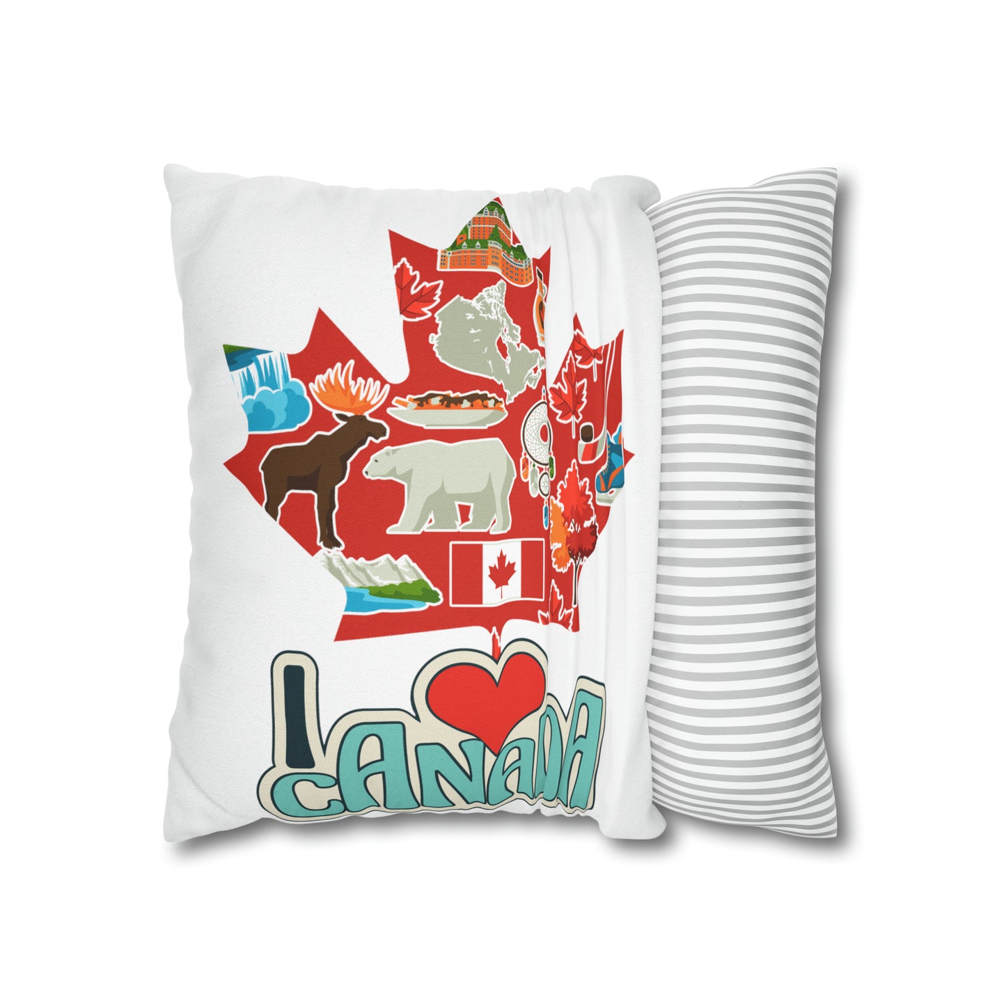 I Love Canada Spun Polyester Square Pillow Case