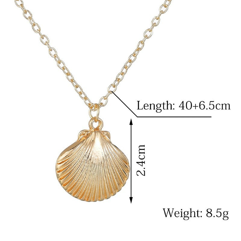 Marine Life Scallop Conch Shell Pendant Necklace