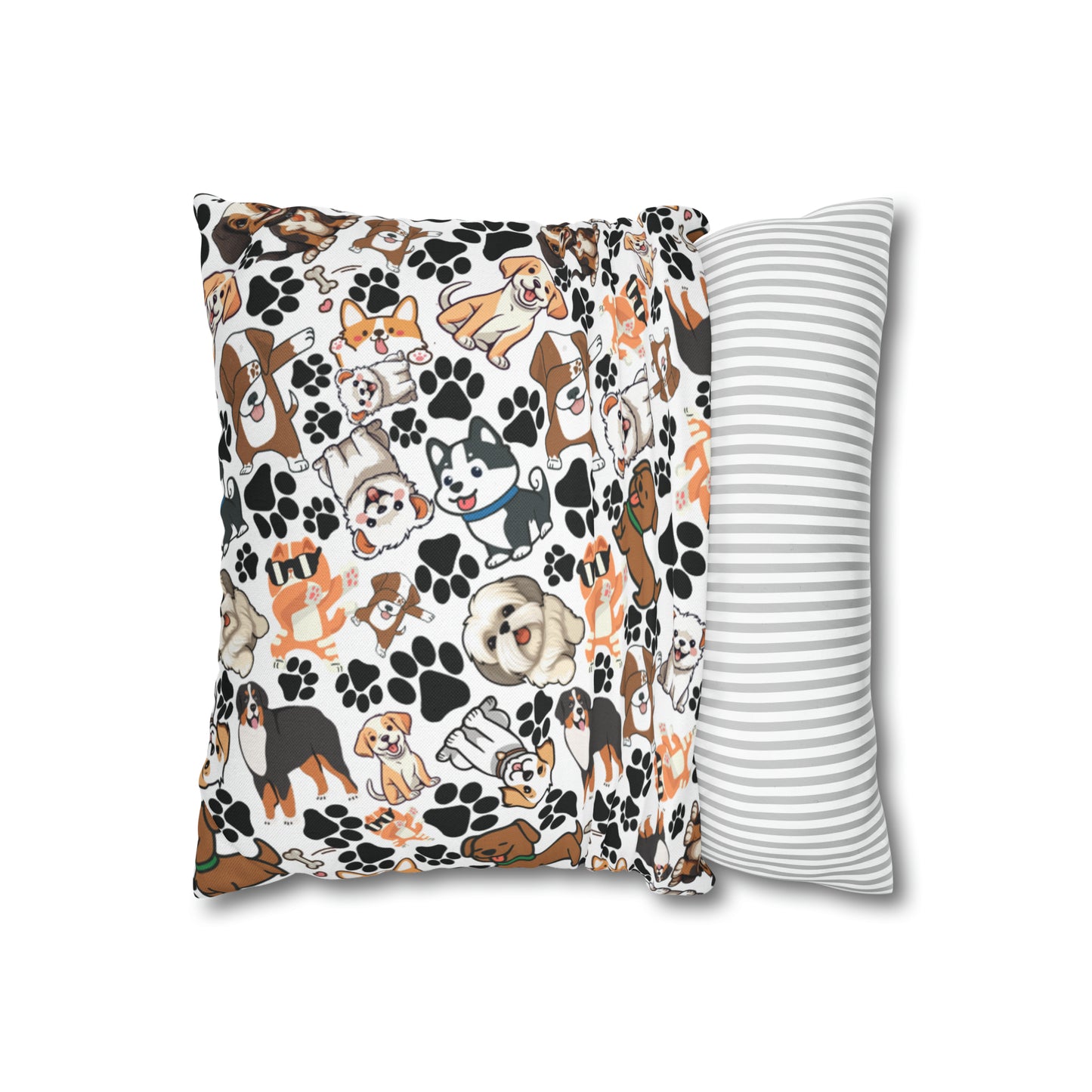 Dog Pattern Spun Polyester Square Pillow Case