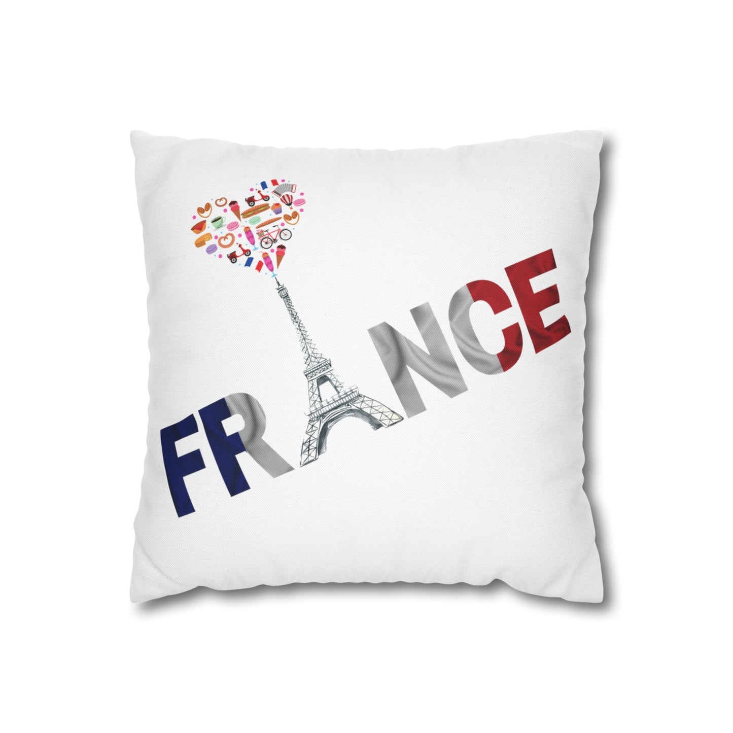 France Eiffel Tower Spun Polyester Square Pillow Case