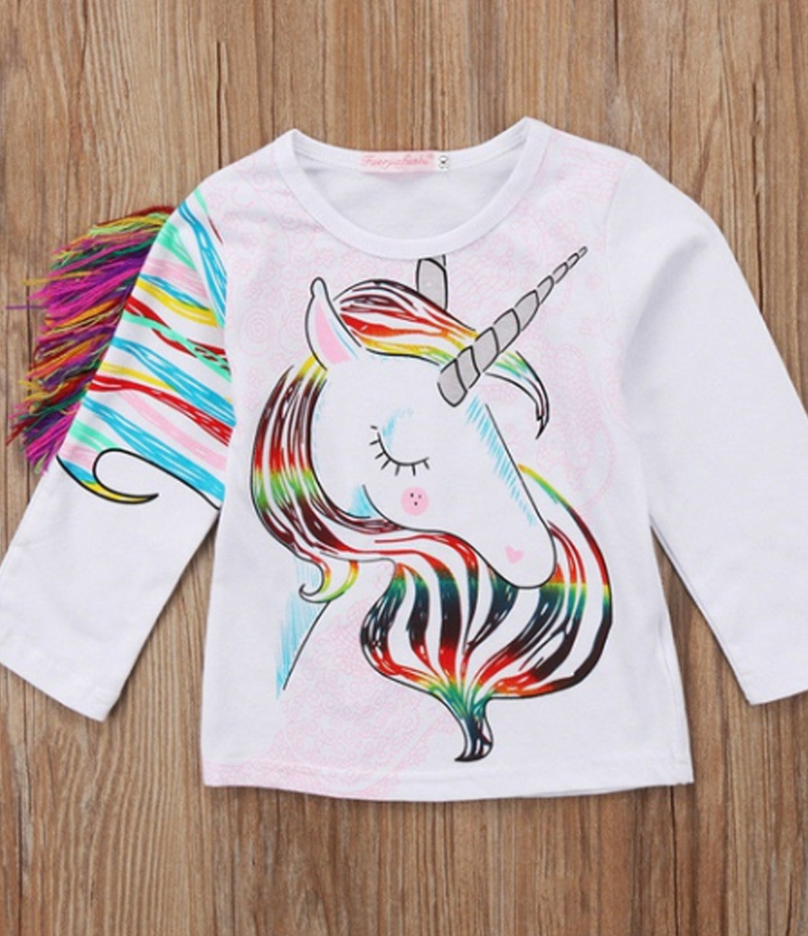 Cross-border for foreign trade Europe and America ins explosion children's clothing children's stereo horse hair printing T-shirt