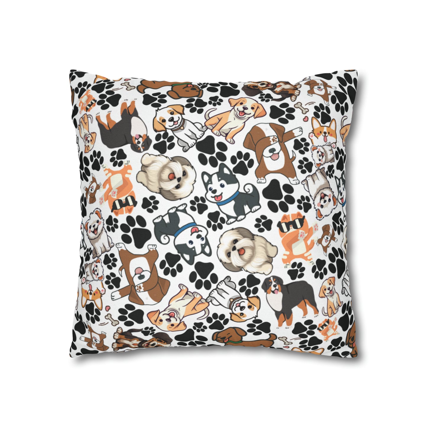 Dog Pattern Spun Polyester Square Pillow Case