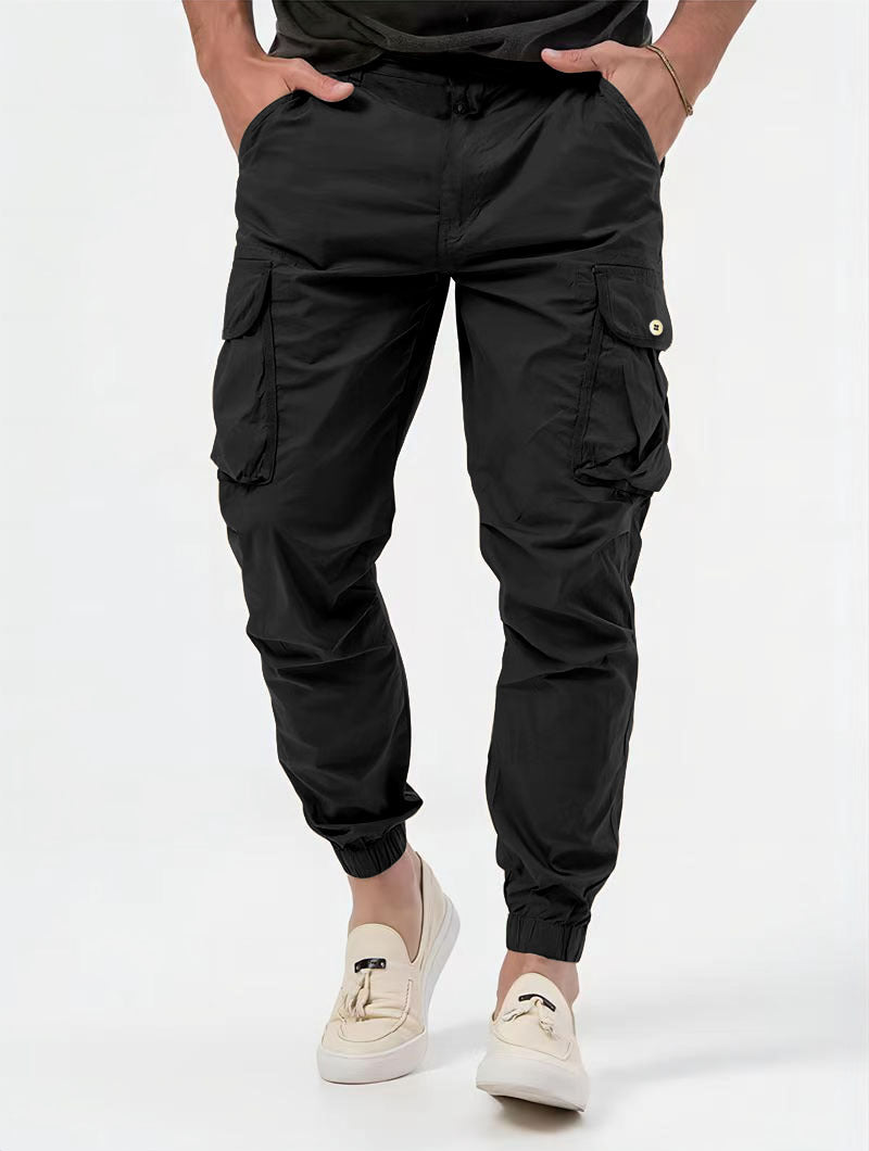 Men's Cargo Trousers With Three-dimensional Pockets Solid Color Casual Pants
