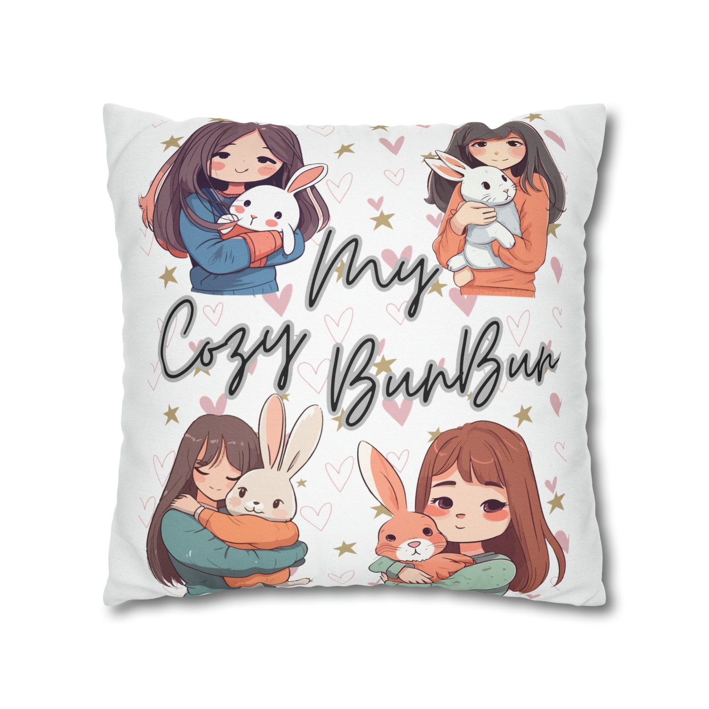 My Cozy BunBun Spun Polyester Square Pillow Case
