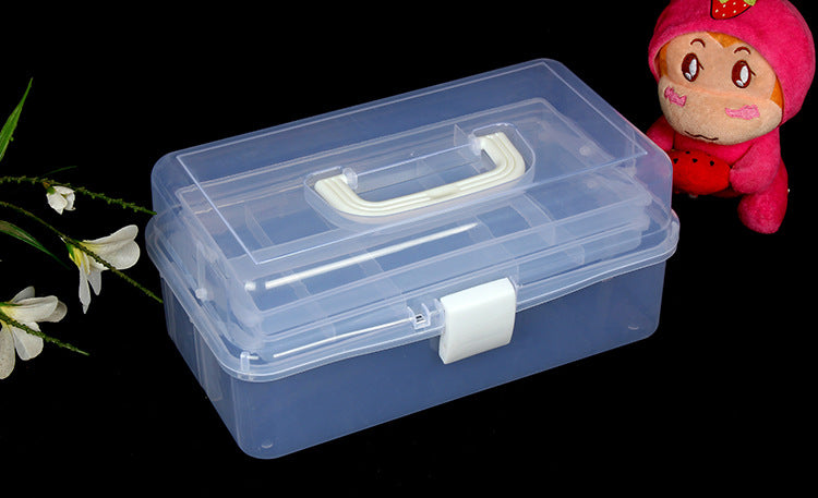 Large 2-layer art tool box plastic medicine box