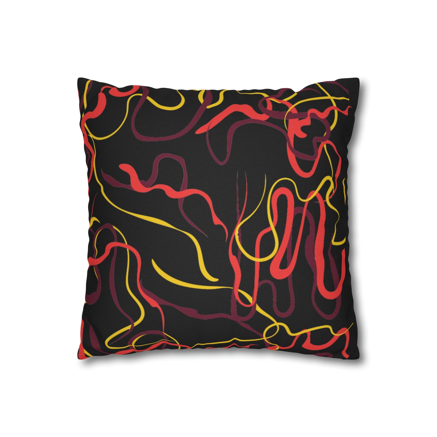 Abstract Line Pattern Spun Polyester Square Pillow Case