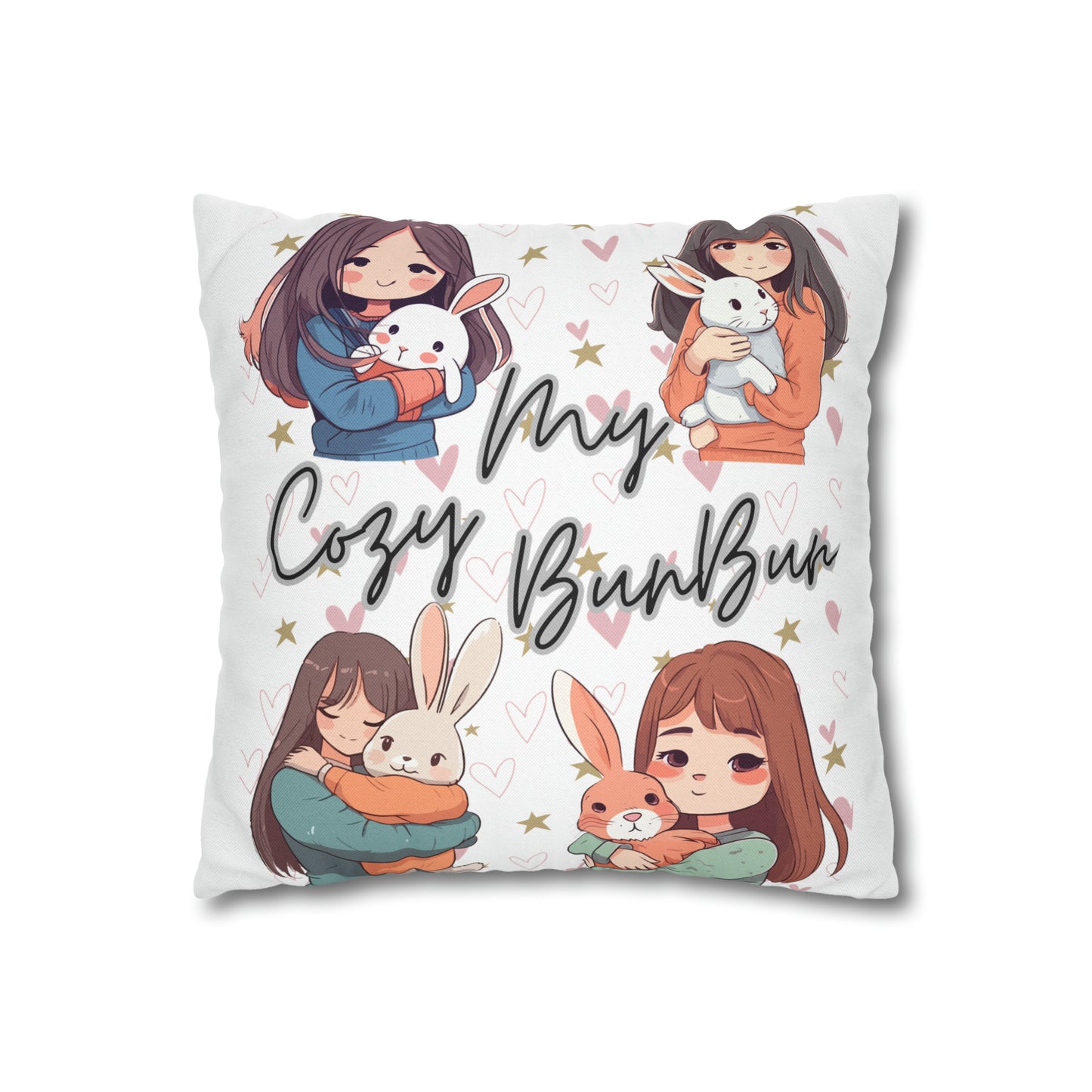 My Cozy BunBun Spun Polyester Square Pillow Case