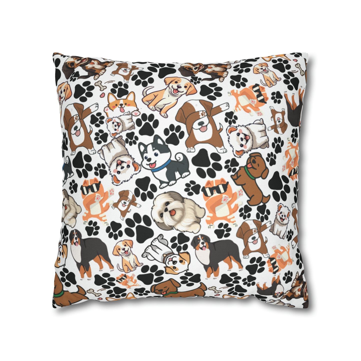 Dog Pattern Spun Polyester Square Pillow Case