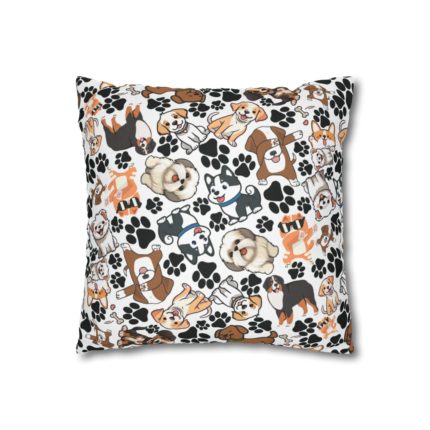 Dog Pattern Spun Polyester Square Pillow Case