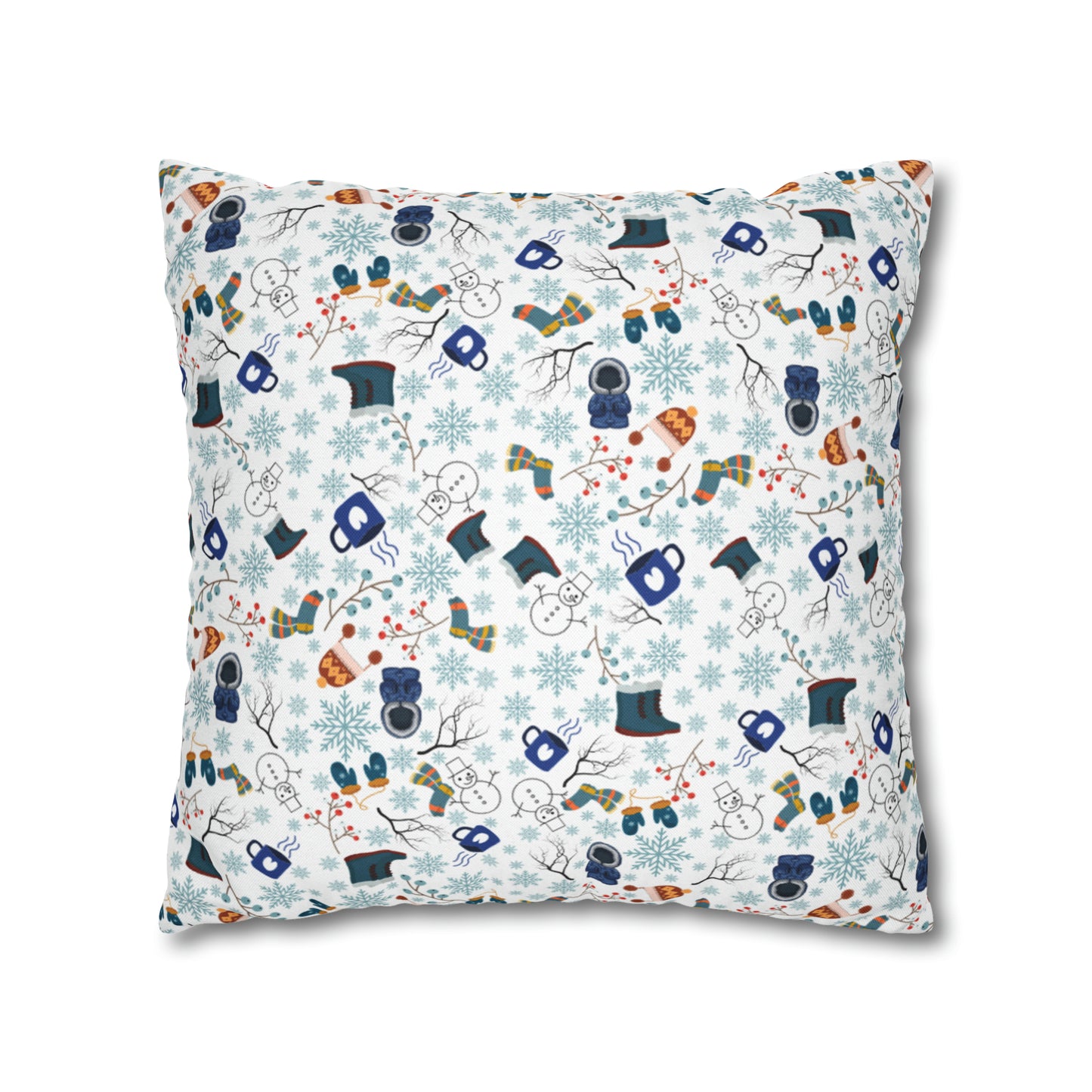 Winter Pattern Spun Polyester Square Pillow Case