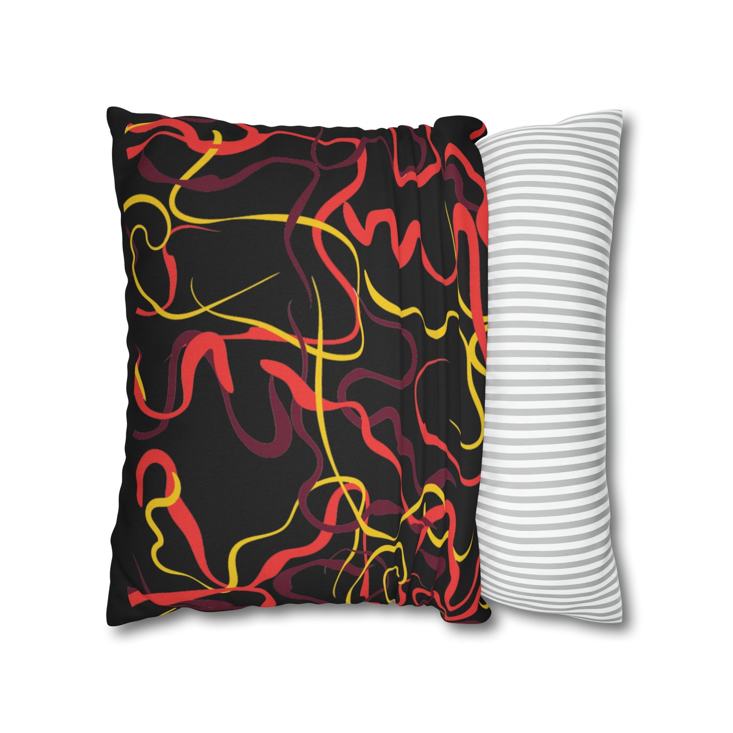 Abstract Line Pattern Spun Polyester Square Pillow Case