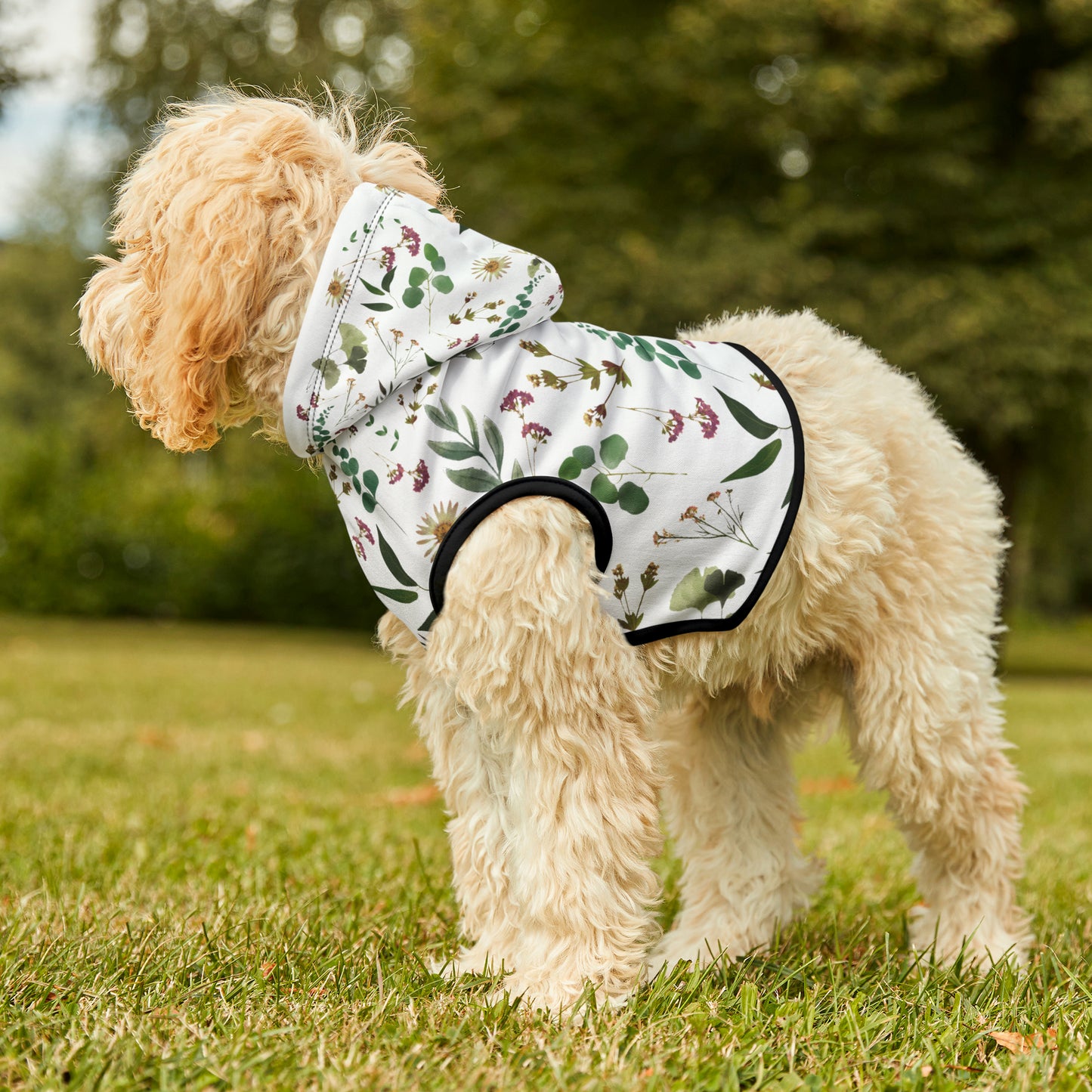 Flower and Leaf Pattern Pet Hoodie