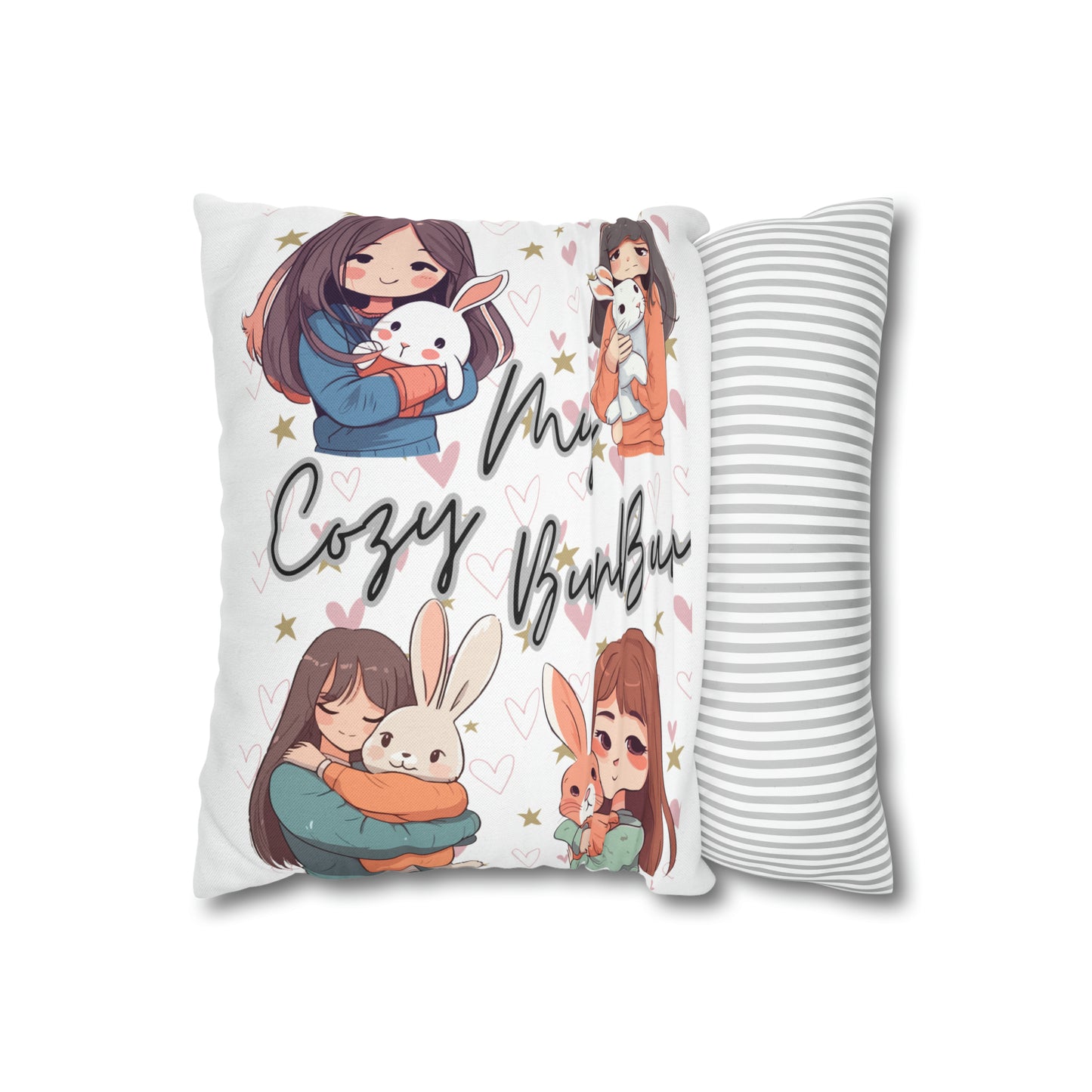 My Cozy BunBun Spun Polyester Square Pillow Case