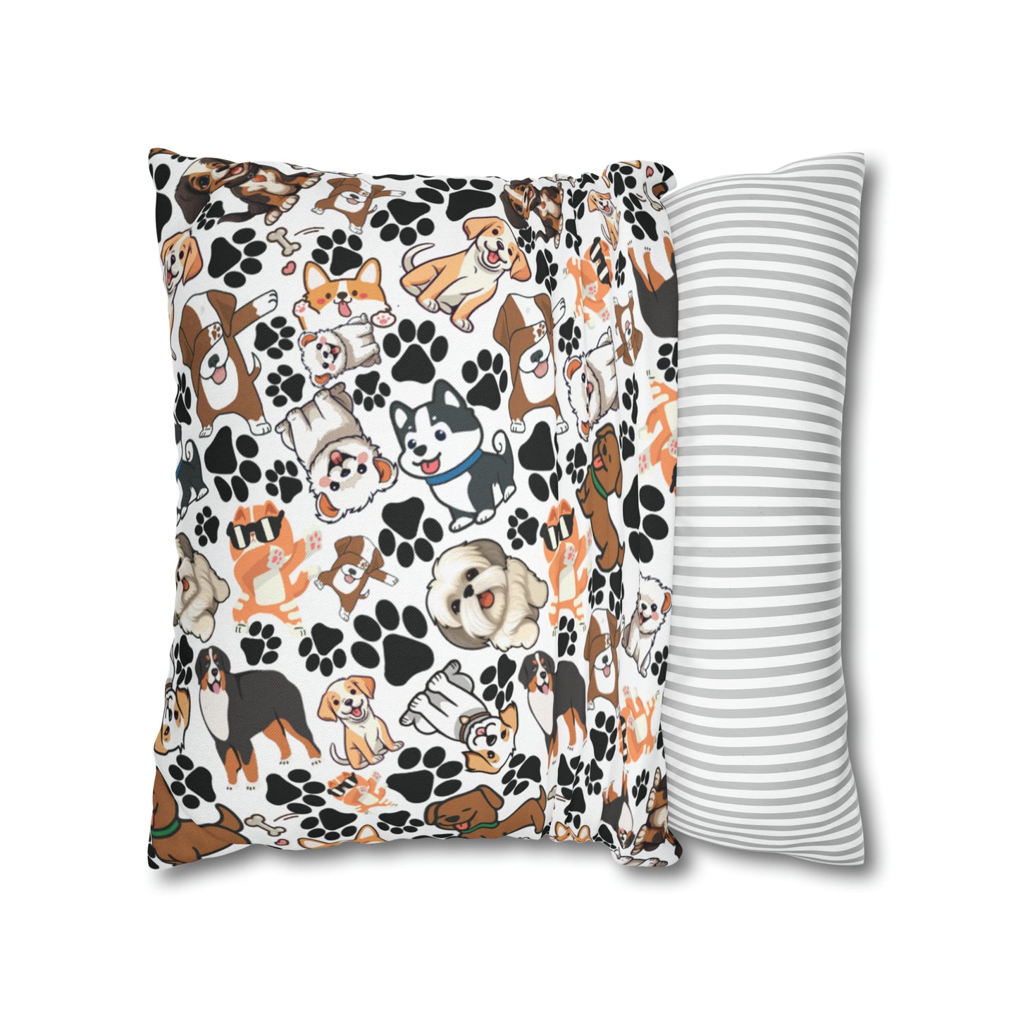 Dog Pattern Spun Polyester Square Pillow Case