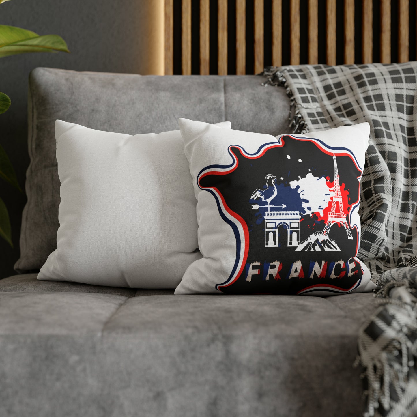 France Map Spun Polyester Square Pillow Case