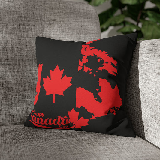 Happy Canada Day Spun Polyester Square Pillow Case