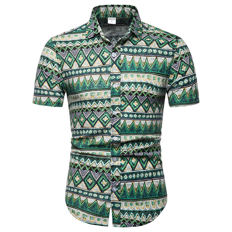 Men's shirt printed casual Beach Short Sleeve Shirt for men