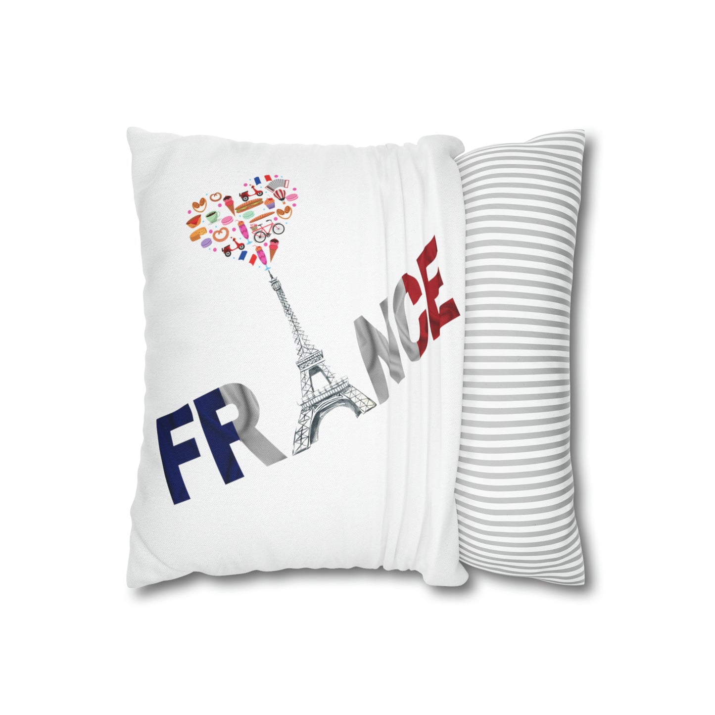 France Eiffel Tower Spun Polyester Square Pillow Case