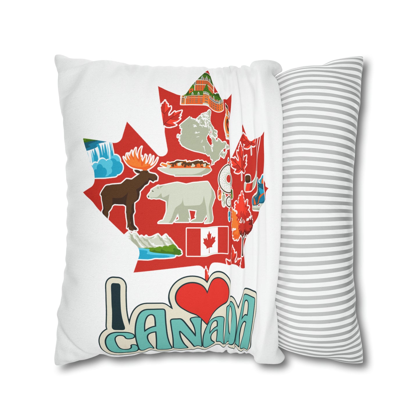 I Love Canada Spun Polyester Square Pillow Case