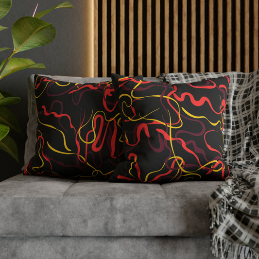 Abstract Line Pattern Spun Polyester Square Pillow Case