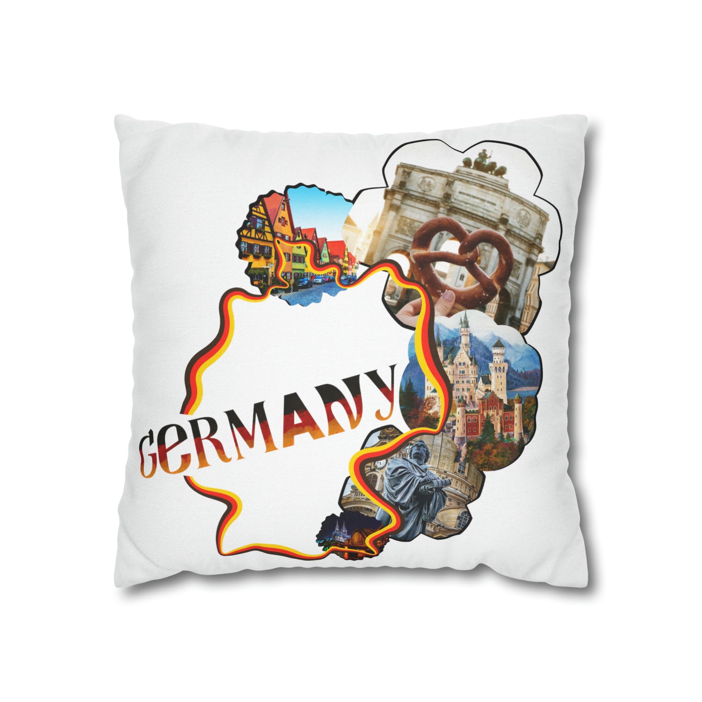 Germany Map Spun Polyester Square Pillow Case