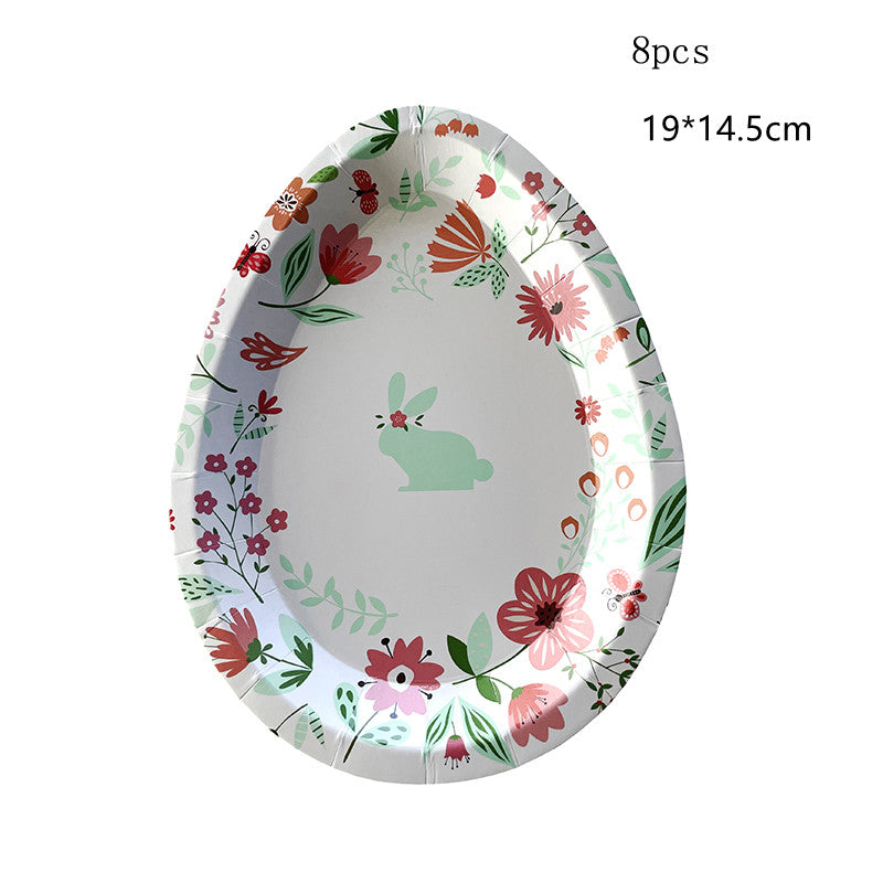 Easter Rabbit Paper Plate Eggs Bunny Paper Cup Plates Happy Easter Party Supplies Easter Gift