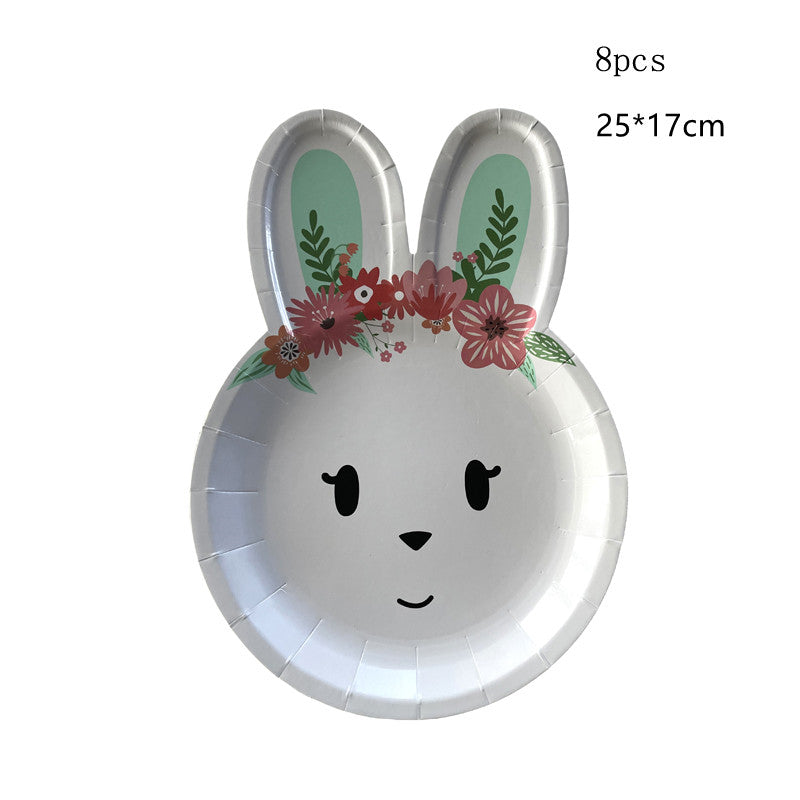 Easter Rabbit Paper Plate Eggs Bunny Paper Cup Plates Happy Easter Party Supplies Easter Gift