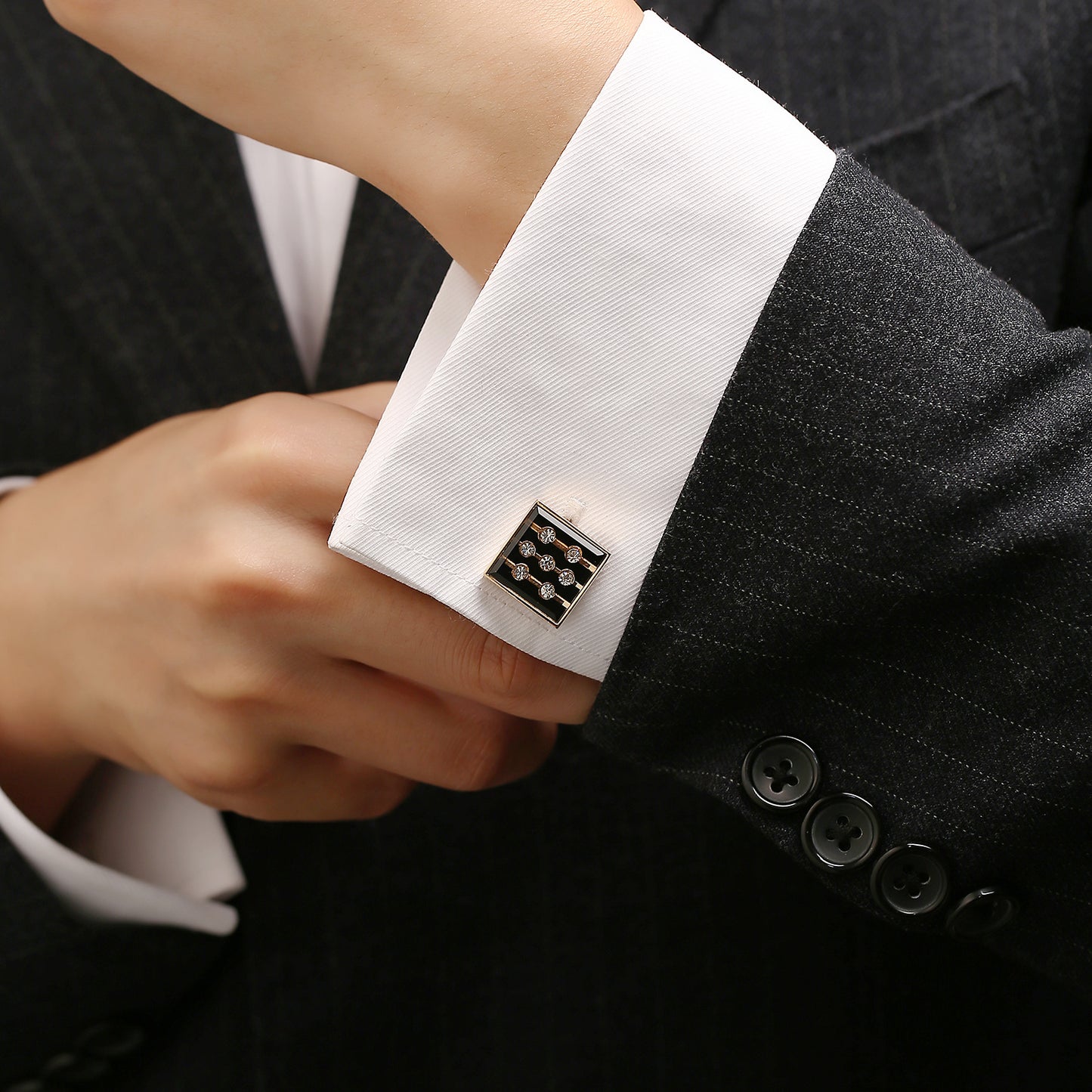 High-Quality Diamond-Studded Rose Gold Simple And Fashionable French Cufflinks