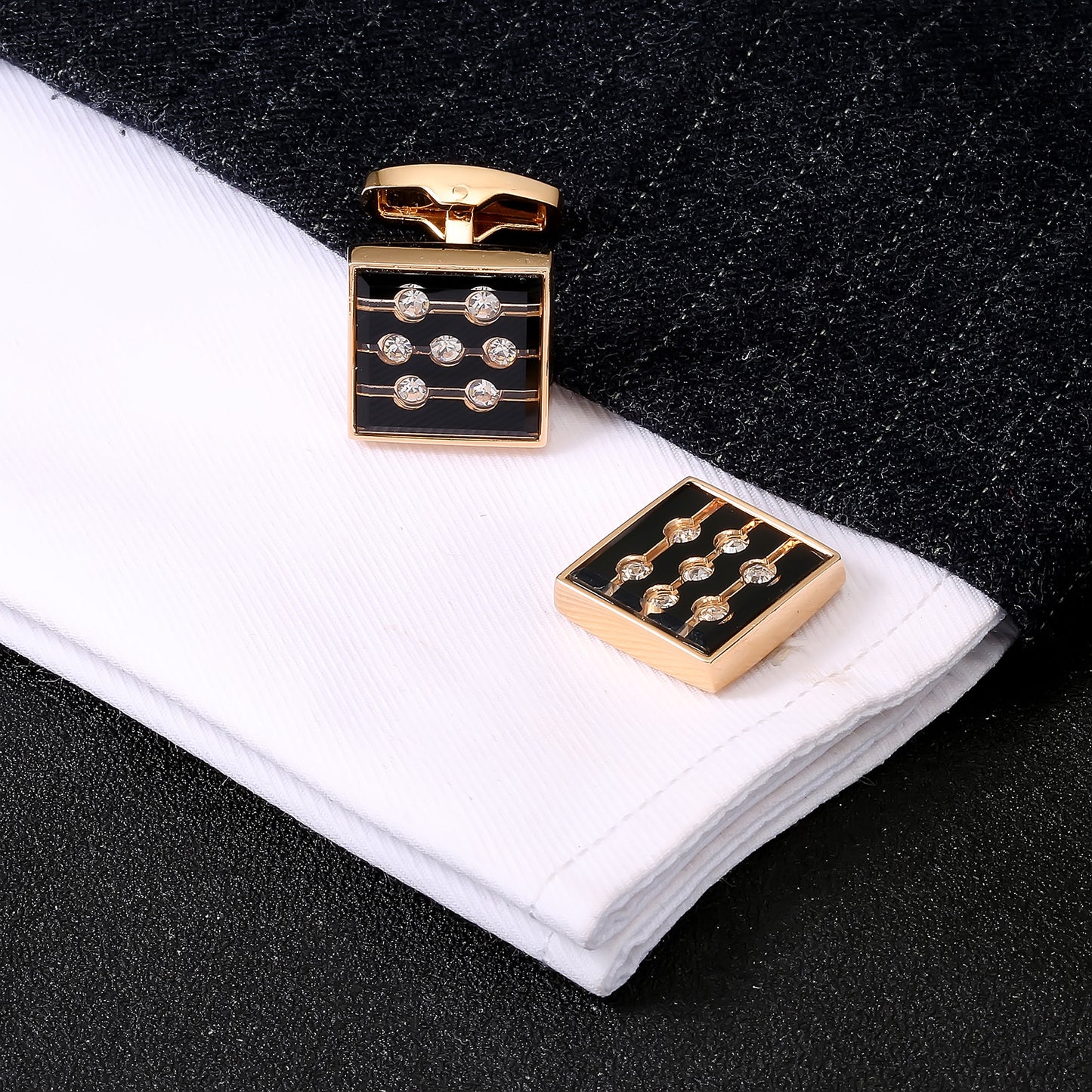 High-Quality Diamond-Studded Rose Gold Simple And Fashionable French Cufflinks