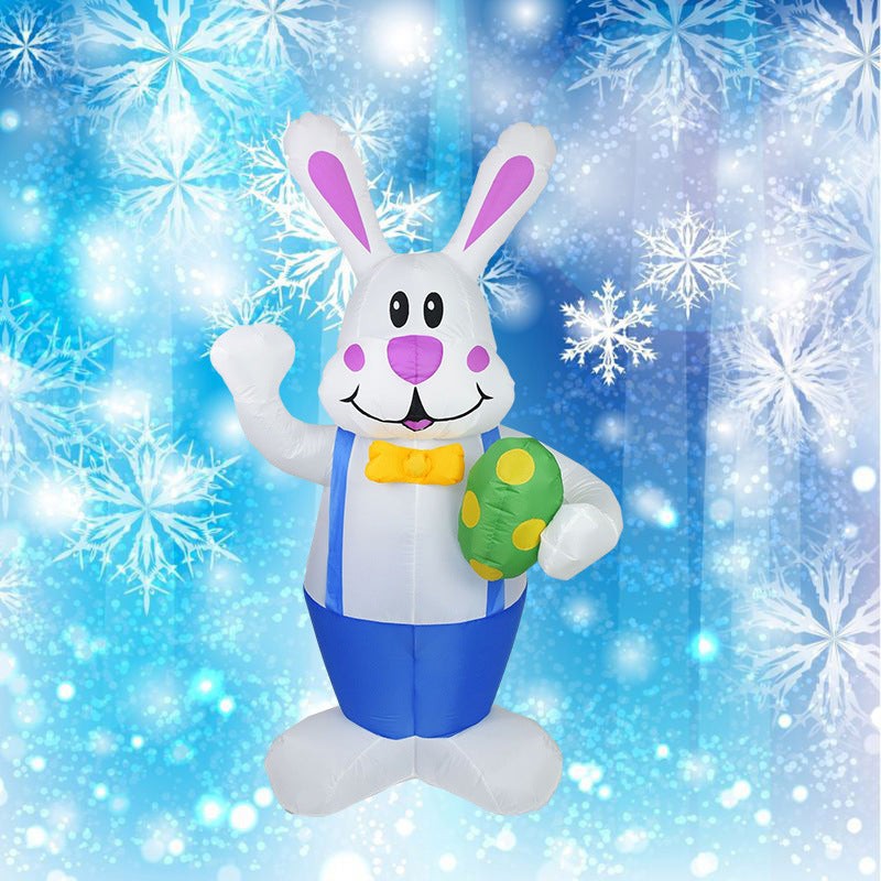 1.9M Easter Inflatable Bunny With LED Light Airblown Bunny Easter Decoration