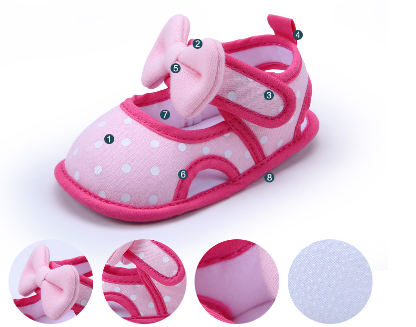 Toddler Shoes Soft Cotton Breathable Toddler Shoes Female Baby Cute Bow-Knot Anti-Drop Soft Sole Sandals